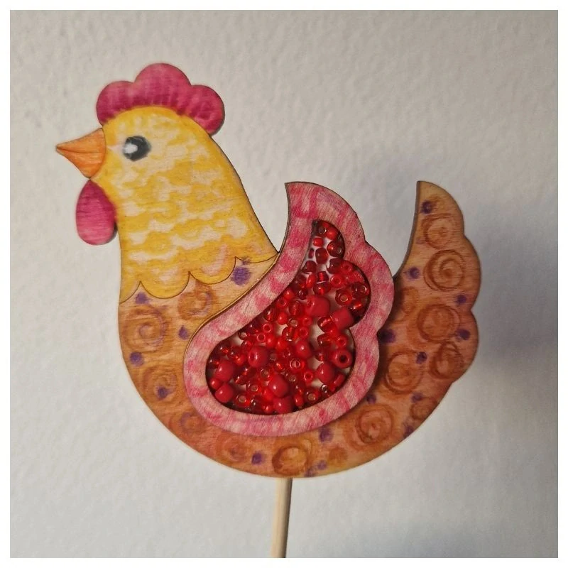 Skládačka slepička s korálkovým křidélkem