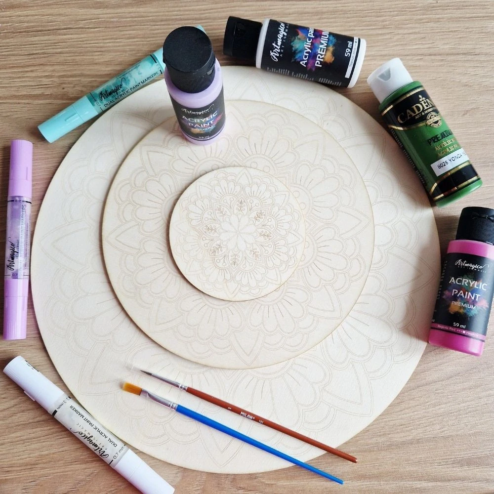 Gravírovaná mandala na dřevěném kruhu – překližka 10 / 20 / 30 cm