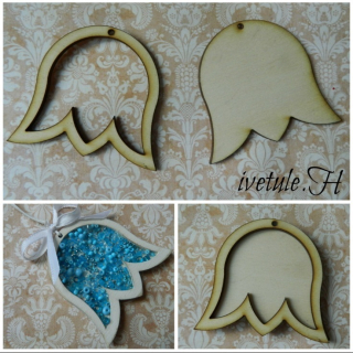 Dřevěná kytička k tvoření – dvoudílný výřez na dekorace a zápichy