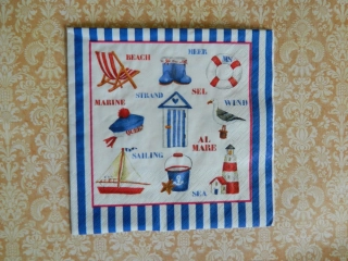 Ubrousek na decoupage – námořní  33 x 33 cm