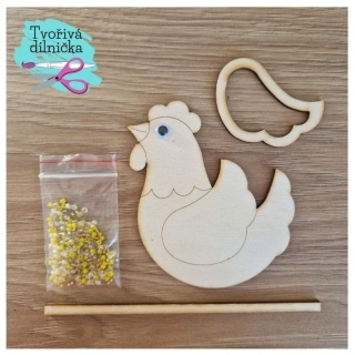 Skládačka slepička s korálkovým křidélkem