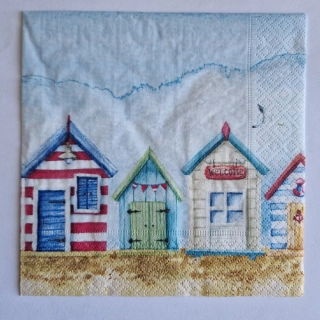 Ubrousek na decoupage – plážové domky 33 x 33 cm