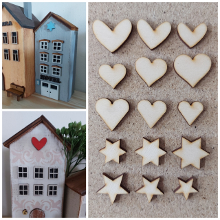 Srdíčka a hvězdičky sada 15 kusů