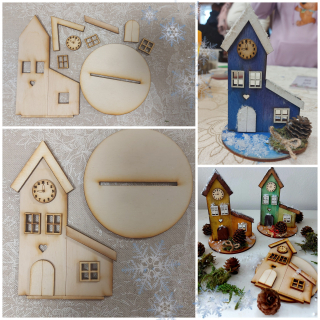 Překližková skládačka - Kostelíček s podstavcem 