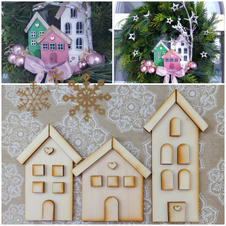 Překližkové výřezy - Sada tří domečků 