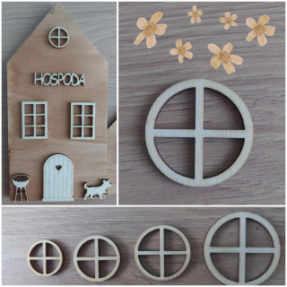 Překližkový výřez- okno kulaté - materiál na tvoření