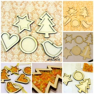 Výřezy dvojitých ozdob - sada 5 kusů